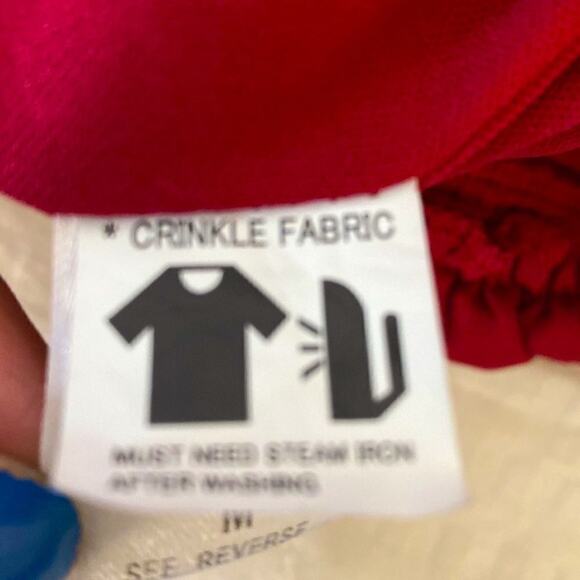 Purple Snow Burgundy Red 3/4 Sleeve Cold Shoulder Crinkle Romper Lined Sz S Vid - Picture 10 of 16